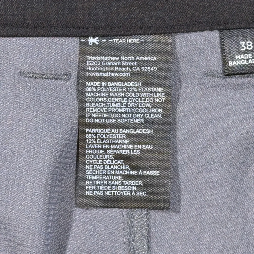 TravisMathew Golf Shorts Mens 38 Grey Beck Performance Stretch Casual Chino